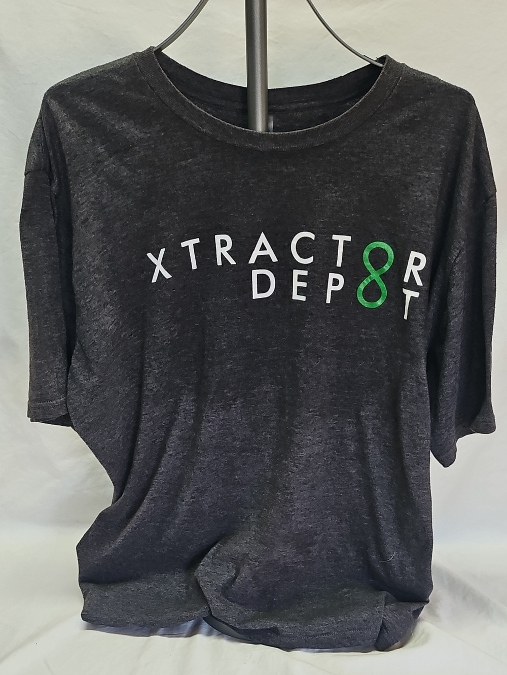 420 Xtractor Depot Logo Soft Tee in Charcoal with Green Accent